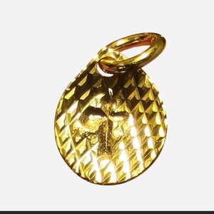 18kt Gold Filled Textured Cross Charm - New - 9mm- Bracelet  / Anklet / Necklace